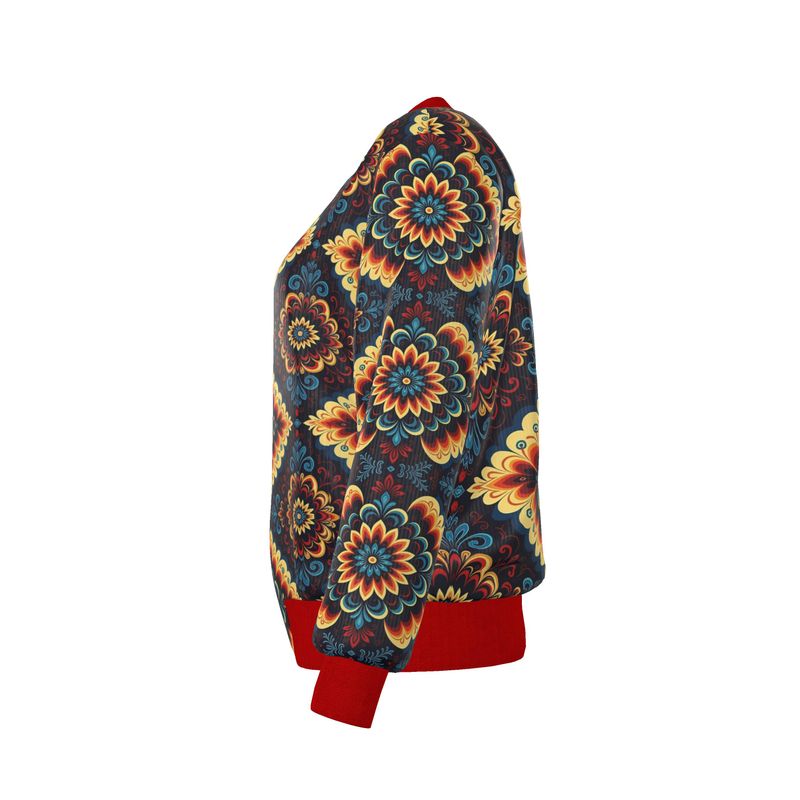 Fiesta Flow — Women’s Reversible Silk Bomber Jacket Sacred Harmony Collection | Double Spirit