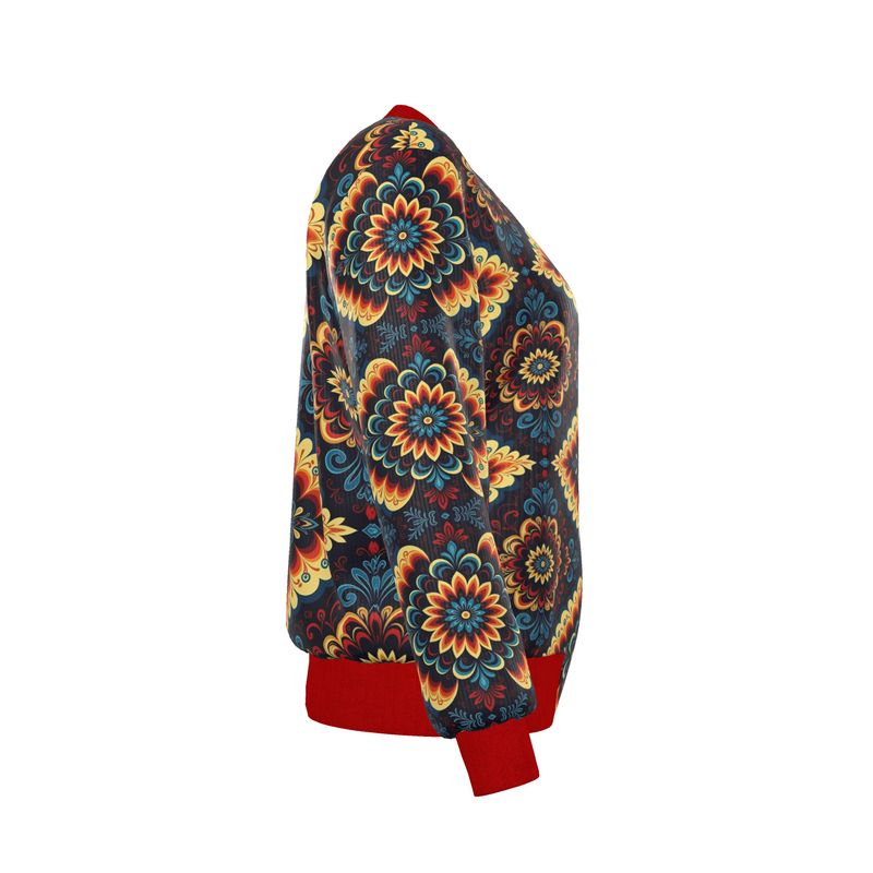 Fiesta Flow — Women’s Reversible Silk Bomber Jacket Sacred Harmony Collection | Double Spirit