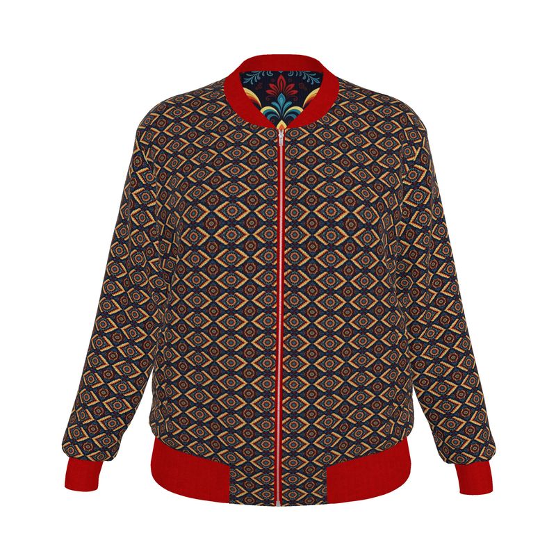 Fiesta Flow — Women’s Reversible Silk Bomber Jacket Sacred Harmony Collection | Double Spirit