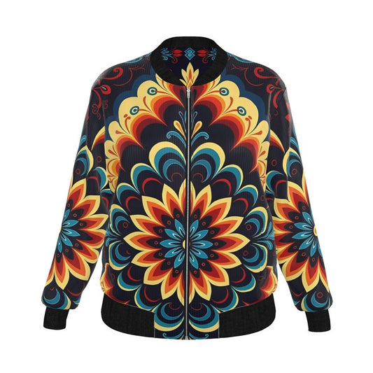 🌸 Sacred Harmony: The Origin in Motion Reversible Silk Bomber Jacket