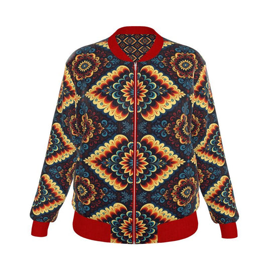 Fiesta Flow — Women’s Reversible Silk Bomber Jacket Sacred Harmony Collection | Double Spirit