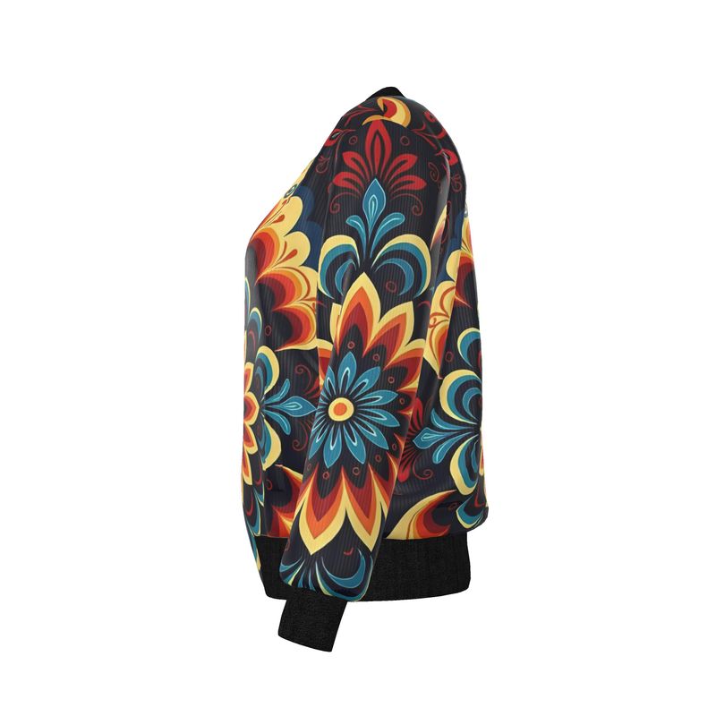 🌸 Sacred Harmony: The Origin in Motion Reversible Silk Bomber Jacket