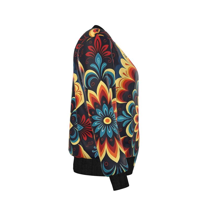 🌸 Sacred Harmony: The Origin in Motion Reversible Silk Bomber Jacket