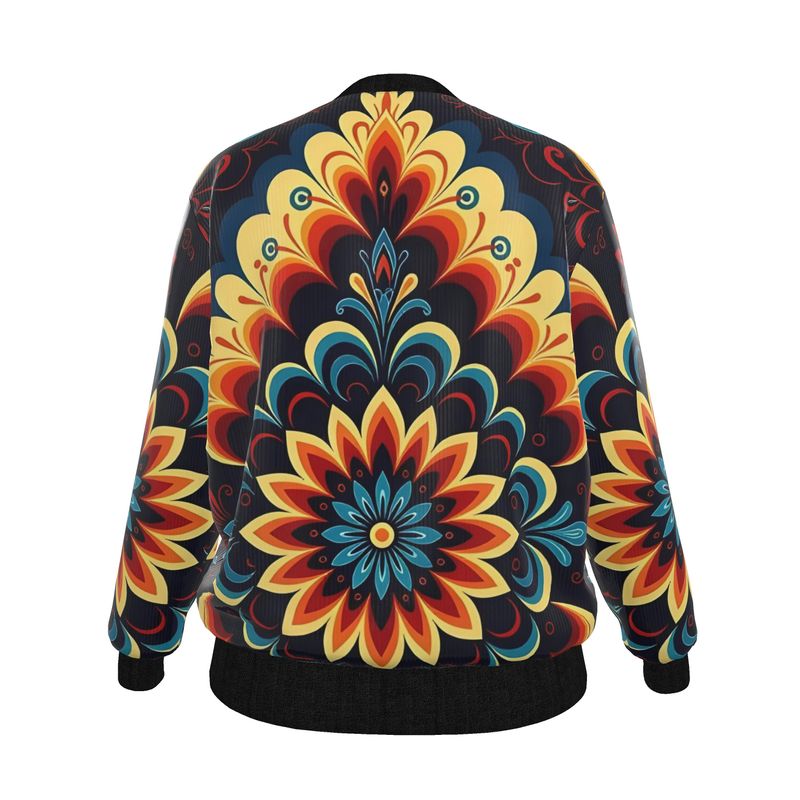 🌸 Sacred Harmony: The Origin in Motion Reversible Silk Bomber Jacket