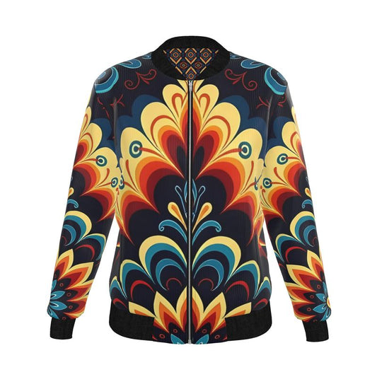 Origin in Motion — Women’s Reversible Silk Bomber Jacket - Sacred Harmony Collection | Double Spirit