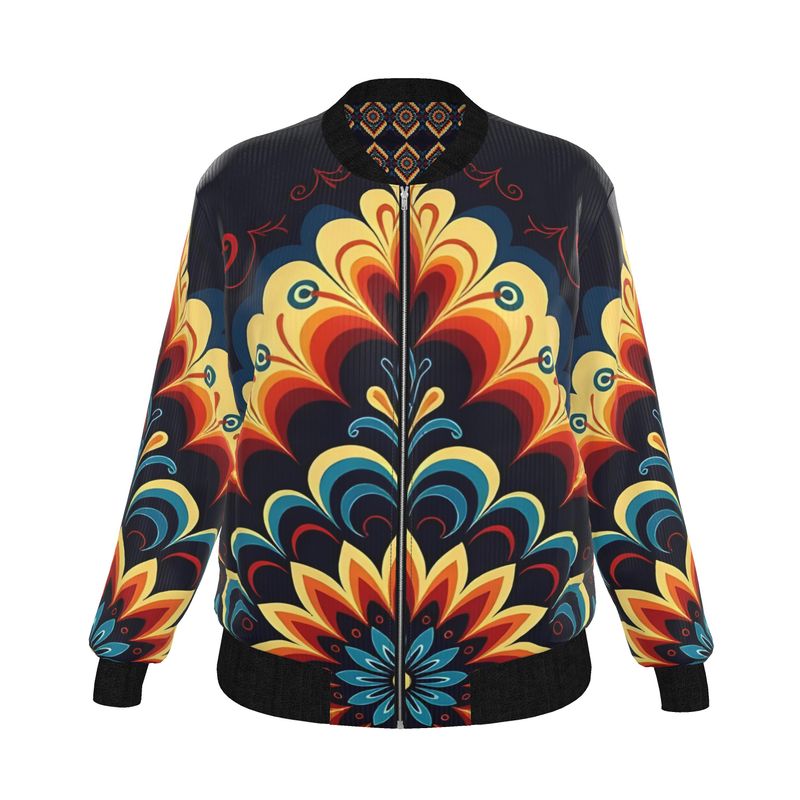 INFINA | Origin in Motion & Cosmos | Dual Spirit — Women’s Reversible Silk Bomber Jacket | Sacred Harmony Collection | Limited Edition
