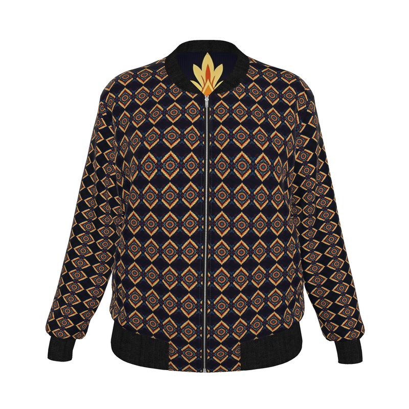 INFINA | Origin in Motion & Cosmos | Dual Spirit — Women’s Reversible Silk Bomber Jacket | Sacred Harmony Collection | Limited Edition